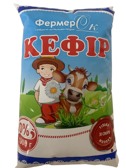 Кефір 0% жиру 1л пакет ТМ ФермерОк